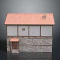 Traditional Building Featuring Red Tiled Roof White Walls Brown Wooden Frames Stone Base And Chimney