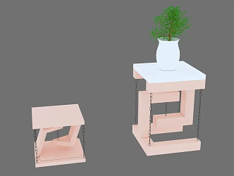 Tension effect chair and flowers 3d model