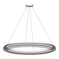 Modern Circular Chandelier with Illuminated Ring Design Metallic Frame and Suspended Wires