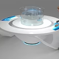 Interactive Commercial Equipment Round Table With Transparent Enclosure Touchscreen Panels And User Operation 3d model