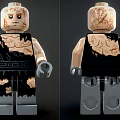 Detailed Building Block Figure With Broken Clothes Cracked Skin Front Back View Design