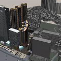 Modern High Rise Residential Buildings Complex With Urban Architectural Design and Surrounding Road Network