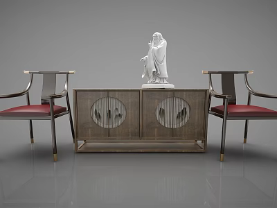Elegant Traditional Table And Chairs Set With Red Cushioned Seats And Carved Wooden Design 3d model