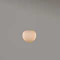Light Beige Spherical Shade Pendant Light With Vertical Striped Design Hanging On Gray Background 3d model
