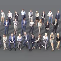 Diverse Group of Business Professionals in Formal Attire Standing and Sitting