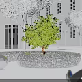 Modern Outdoor Chair Design With Circular Metal Frame And Green Tree Near White Building