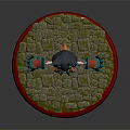 Game Movie Character With Fox Ears Red Hair And Dark Outfit On Red Stone Base