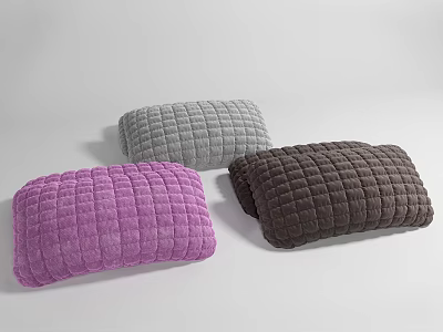Decorative Pillows Purple Gray Brown Quilted Texture Soft Plush Design for Home Sofa Couch 3d model