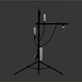 Portable Tripod Mounted Device With Red Light White Cylindrical Antennas And Digital Screen Panel