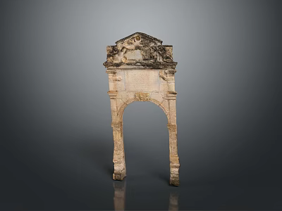 Classical Stone Arch Structure With Ornate Carvings And Architectural Design 3d model