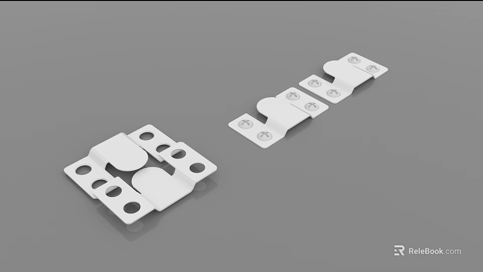 Practical Wall Decor Mounting Brackets White Metal With Multiple Holes 3d model