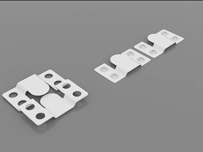 Practical Wall Decor Mounting Brackets White Metal With Multiple Holes 3d model