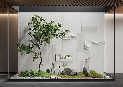 Modern landscape sketch interior landscape landscaping courtyard sketch plant pile dry landscape 3d model