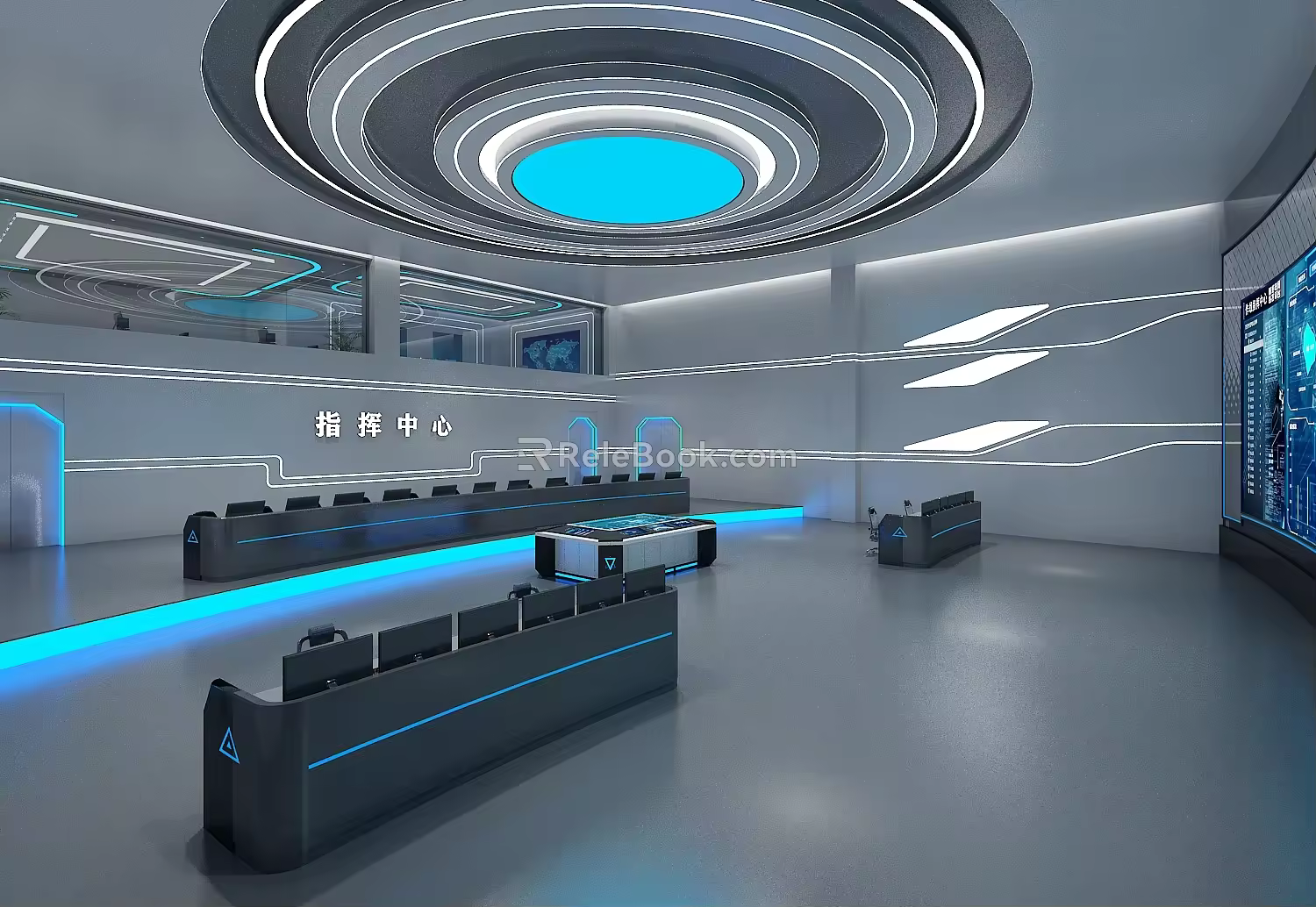 Command Center Science and Technology Sense Command Center Monitoring Big Screen Police Station Command Center Monitoring Room 3d model