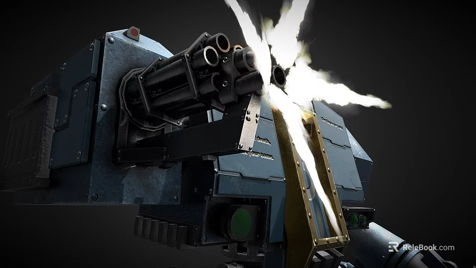 Modern Weapon Machine Gun Design With Firing Mechanism And Spark Effects 3d model 