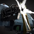 Modern Weapon Machine Gun Design With Firing Mechanism And Spark Effects