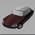 Vintage Dark Red Sedan With White Roof And Sleek Classic Design