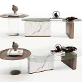 Modern Coffee Table Designs With Marble Glass And Wooden Base Elements 3d model