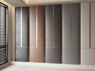 Modern Interior Wall Panels With Gray Brown And Gold Line Design 3d model