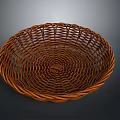 Brown Woven Storage Basket With Round Shape And Handcrafted Textured Design