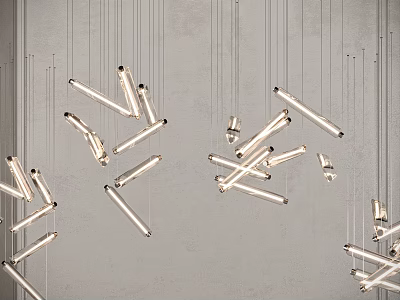 Modern Chandelier With Multiple Sleek Hanging Tubes In Interior Design 3d model