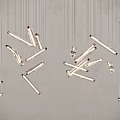 Modern Chandelier With Multiple Sleek Hanging Tubes In Interior Design 3d model