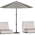 White Outdoor Chairs with Black Stand Umbrella for Patio Garden Setup
