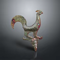 Ancient Bronze Rooster Sculpture With Detailed Artistic Carving And Traditional Design