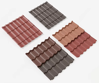 Variety Of Roof Tiles In Different Colors And Styles 3d model