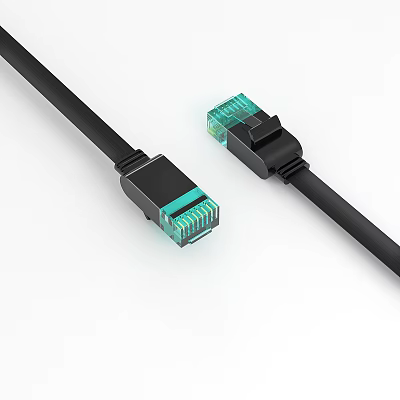 Black Ethernet Cable With Green RJ45 Connector For Digital Devices 3d model
