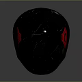 Black Cracked Helmet With Red Goggles And Futuristic Tactical Breathing Design