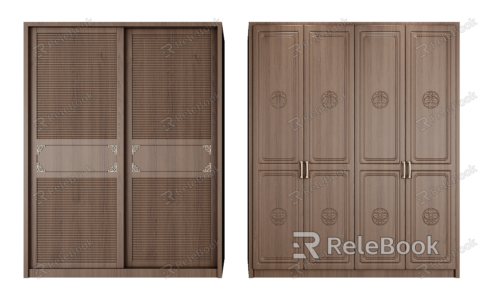 New Chinese Style Wardrobe Door Door Opening and Moving Door Combination model