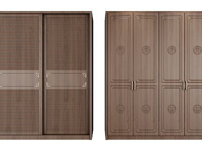 New Chinese Style Wardrobe Door Opening and Moving Door Combination model