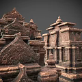 Various Ancient Architecture Models Featuring Intricate Stone Towers and Temple Designs 3d model