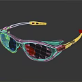 Modern Sunglasses With White Silver Frame Blue Lenses And Orange Temple Tips