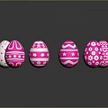 Cute Easter Bunny With Pink Patterned Eggs On Reflective Black Surface 3d model