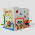 Cube Shaped Play Equipment With Colorful Tubes Cartoon Animals Music Notes And Horns