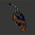 Animated Tiger Character In Martial Arts Pose With Blue Outfit And Green Pants