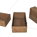 Rustic Wooden Decorative Ornament Set With Three Open Storage Boxes for Home 3d model