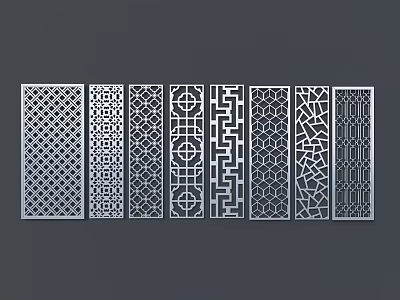 Modern Decorative Room Dividers With Various Intricate Geometric Pattern Designs 3d model