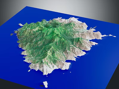 Lush Garden Landscape With Undulating Terrain Green Vegetation And Blue Water Surroundings 3d model