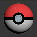 Red and White Pokemon Ball with Black Stripe and Silver Button Shiny Decorative Ornament Set
