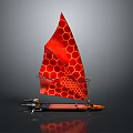 Unique Red Honeycomb Pattern Sailboat With Brown Hull And Modern Design