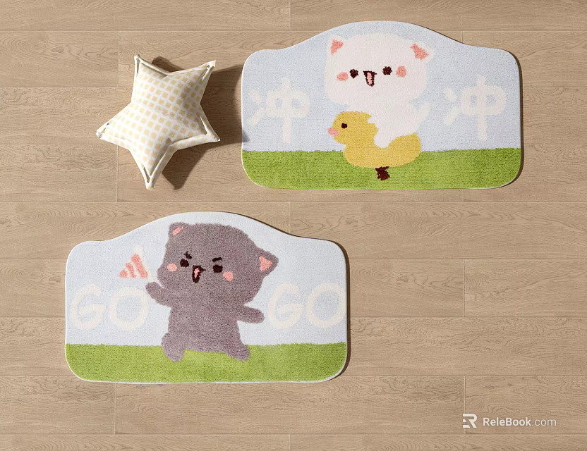 Cute Cartoon Shaped Carpets With Cat Duck And Ice Cream Designs For Home Floor Decor 3d model 