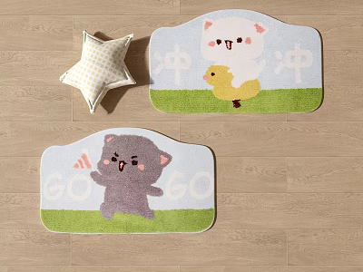 Cute Cartoon Shaped Carpets With Cat Duck And Ice Cream Designs For Home Floor Decor 3d model