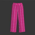 Stylish Pink Wide Leg Trousers With White Geometric Patterns Casual Fashion Apparel