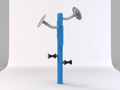 Outdoor Blue Fitness Equipment With Circular Handles For Arm And Upper Body Workout 3d model