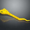 Yellow Snake With Orange Spots 3D Model On Dark Background With Reflection 3d model