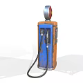 Vintage Blue And Orange Fuel Pump With Red Dome Top And Fuel Hose