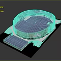 Round Modern Coffee Table With Wooden Frame And Blue Top For Living Room